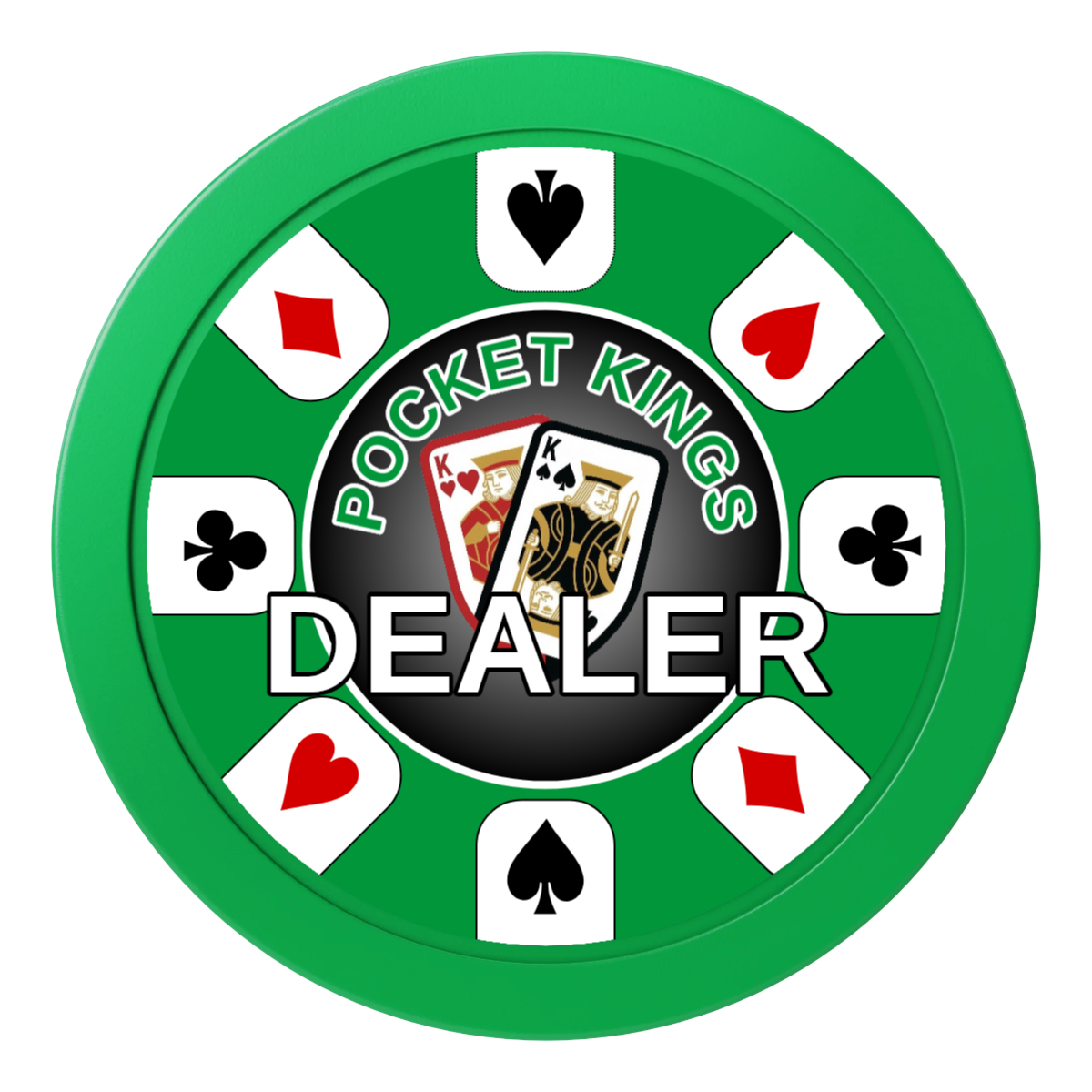 Pocket Kings 2" Composite Dealer Button - Green - Back