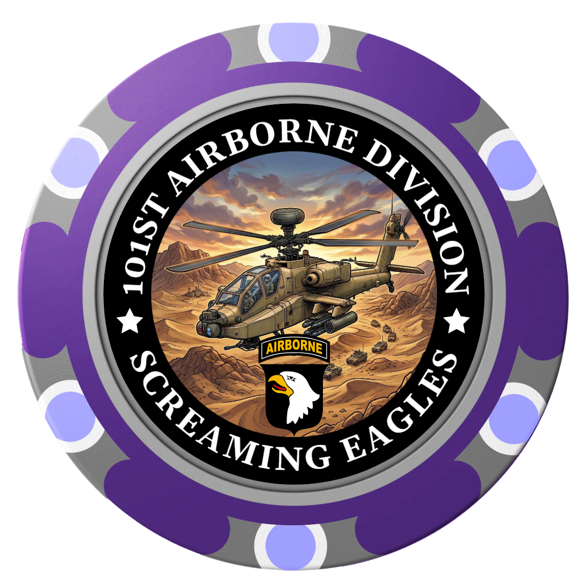 Army Airborne Clay Poker Chips - Purple / Monte Carlo / 40mm - Front