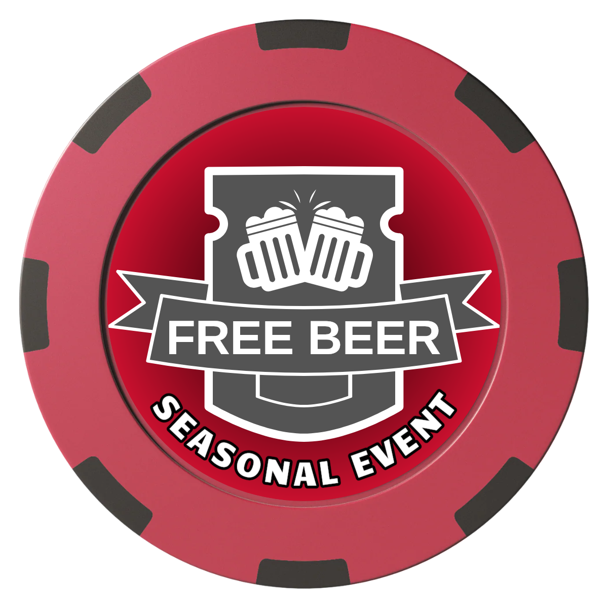 Craft Beer #001 Clay Poker Chips - Red / 8 Spot (2 Tone) / 40mm - Front