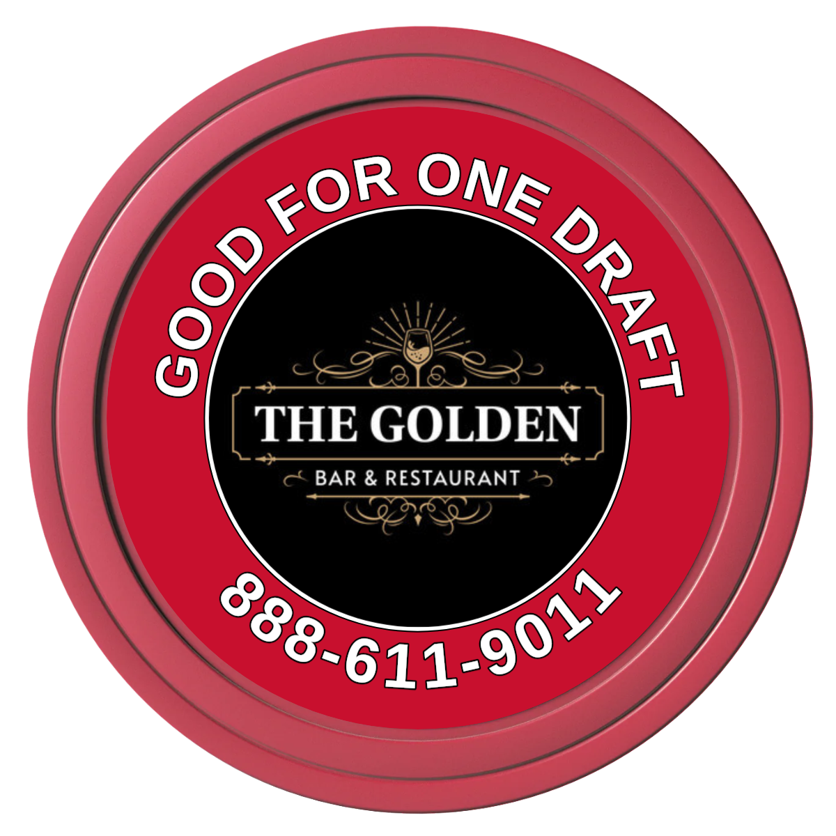 Branded Logo Bar Drink Token Composite Poker Chips - Red / Solid - Front