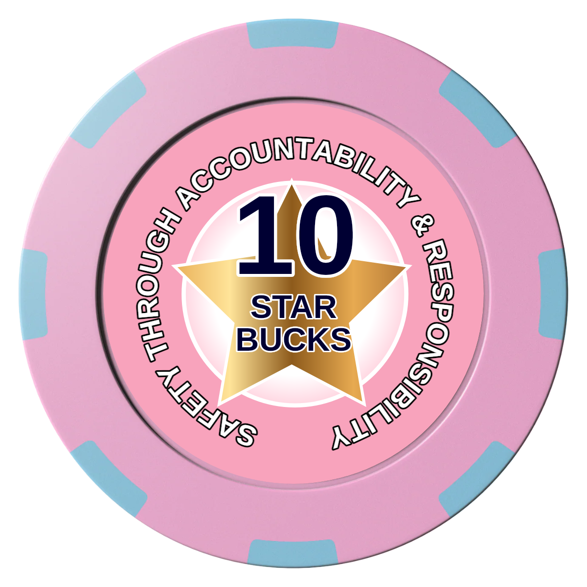 Safety Star Clay Poker Chips - Pink / 8 Spot (2 Tone) / 40mm - Front