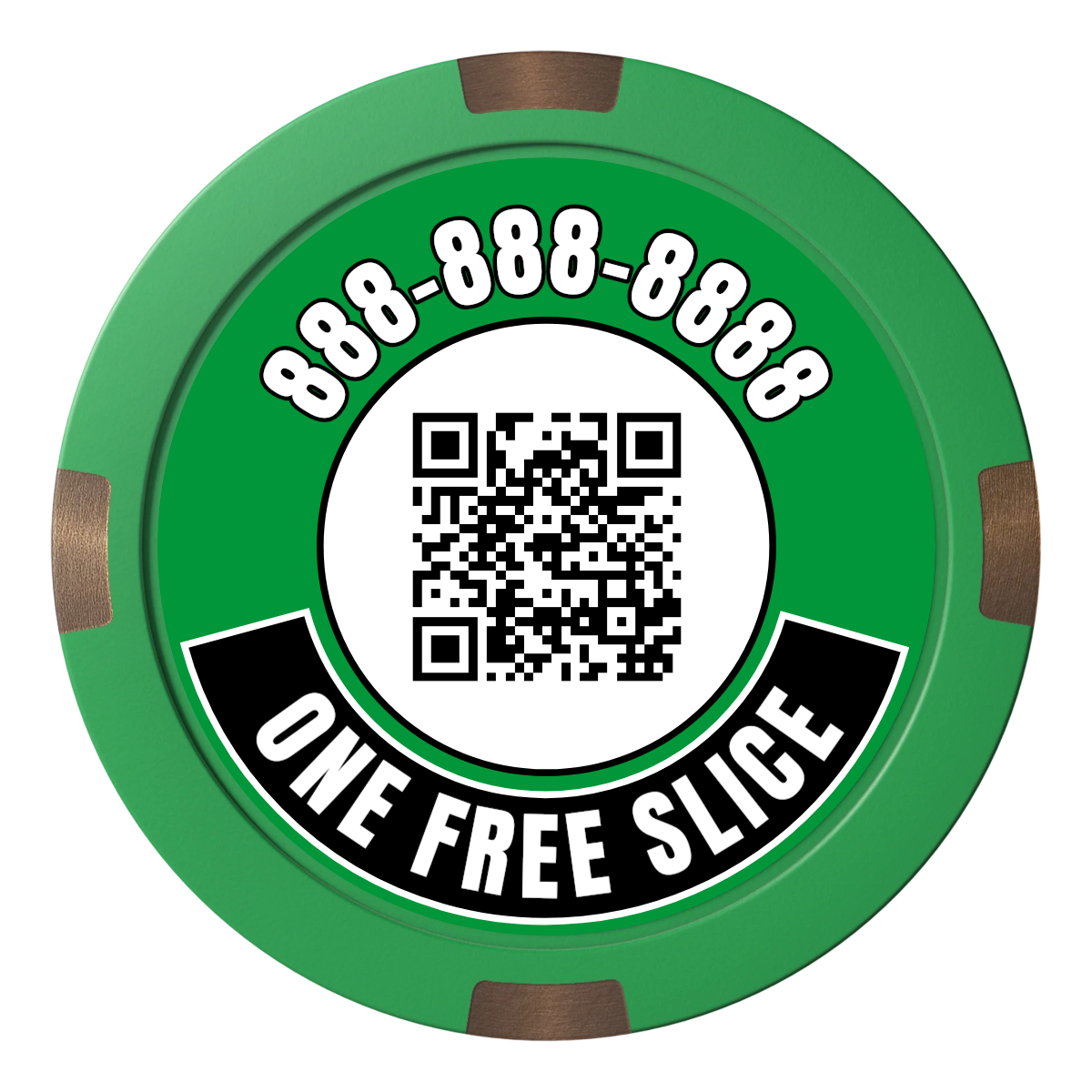 Brew Pub or Pizzeria with Logo Composite & Metal Hybrid Poker Chips - Green / 4 Spot - Back