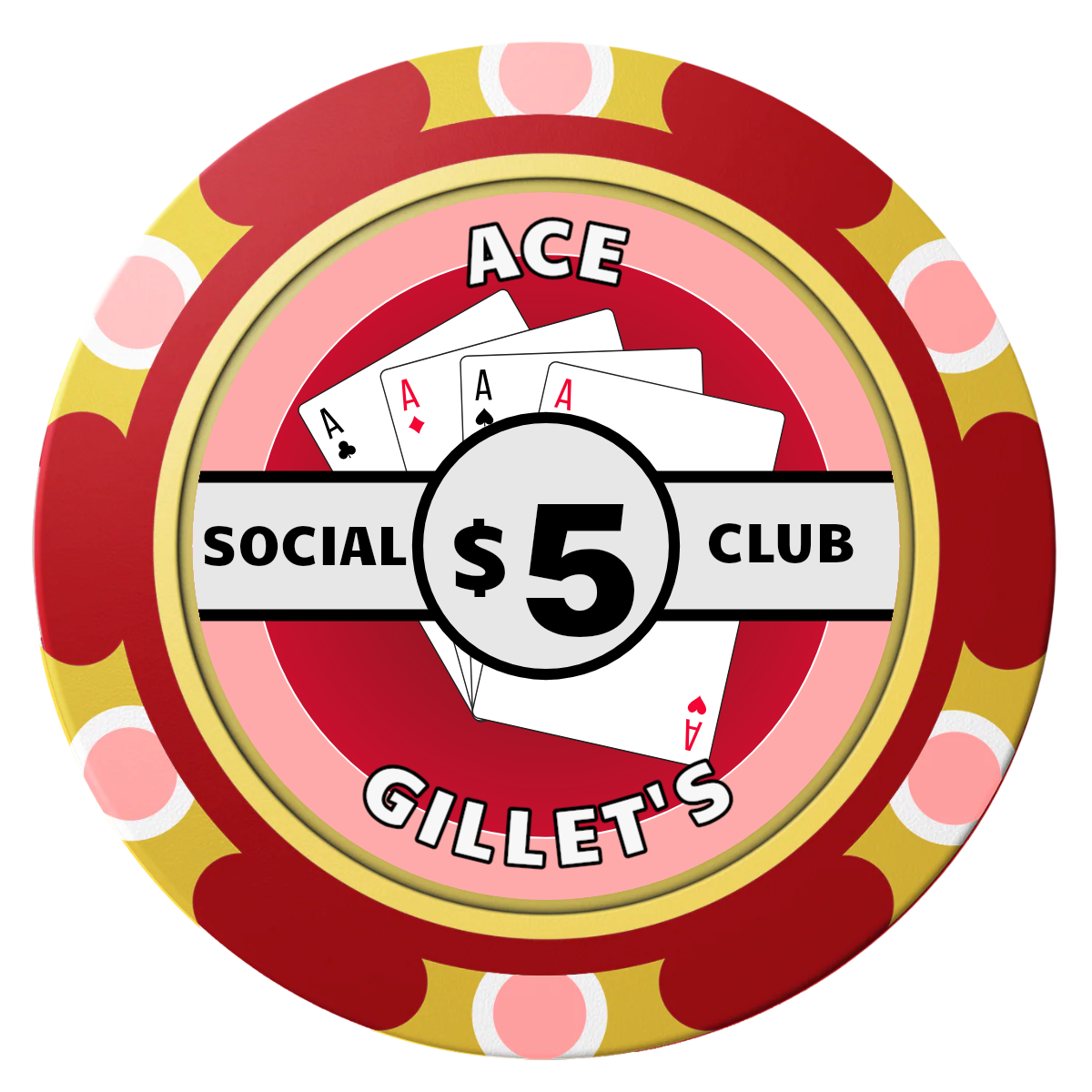 Ace Gillet's Clay Poker Chips - Red / Monte Carlo / 40mm - Front
