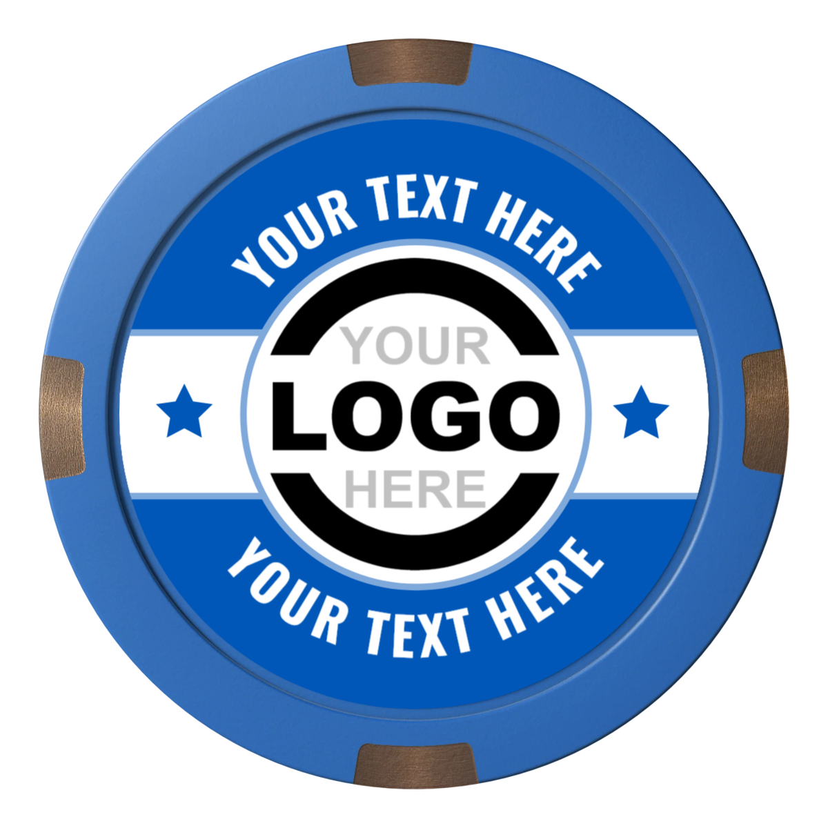 Star Banner Composite & Metal Hybrid Poker Chips - Blue - Front