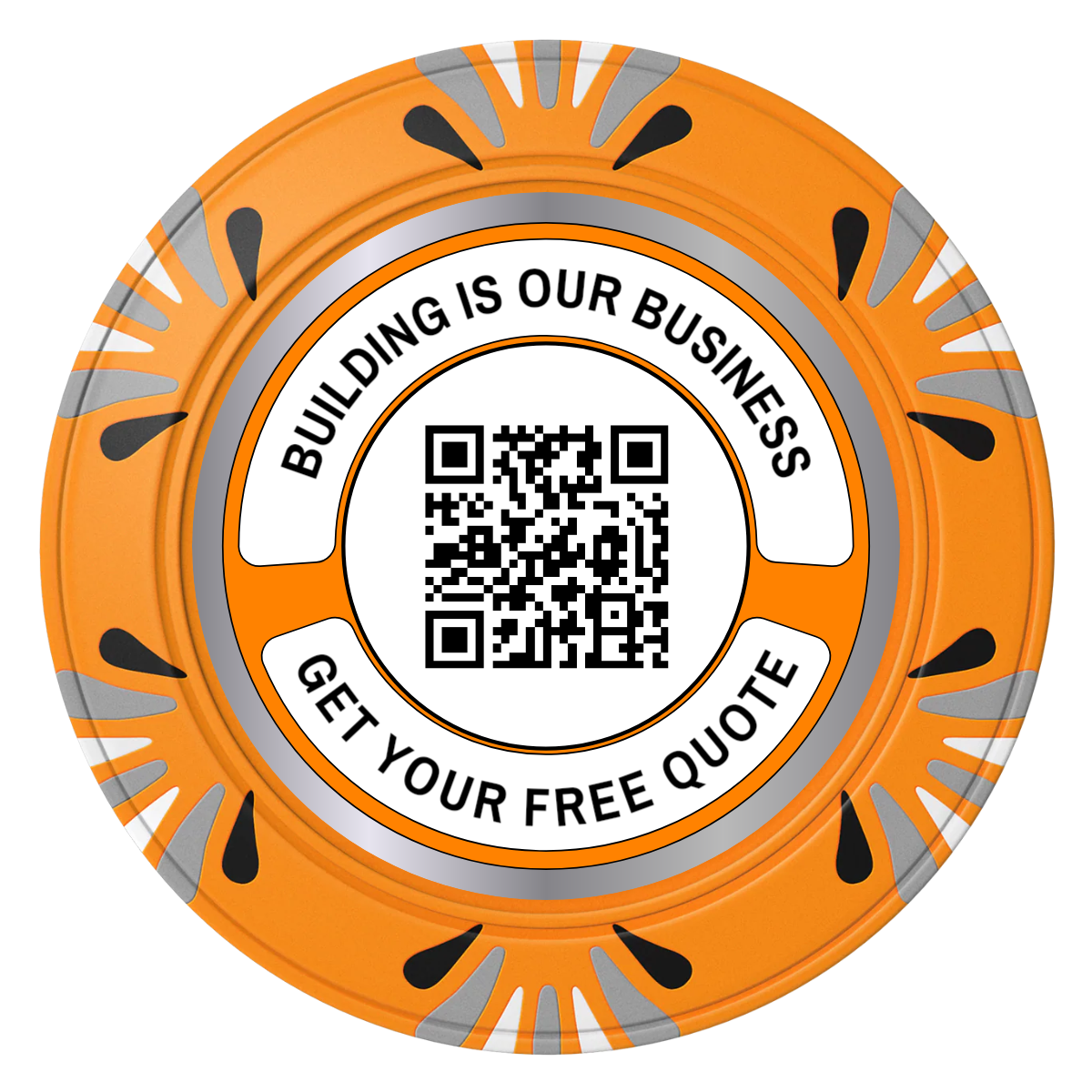 Acme Construction Clay Poker Chips - Orange / Macau / 40mm - Front