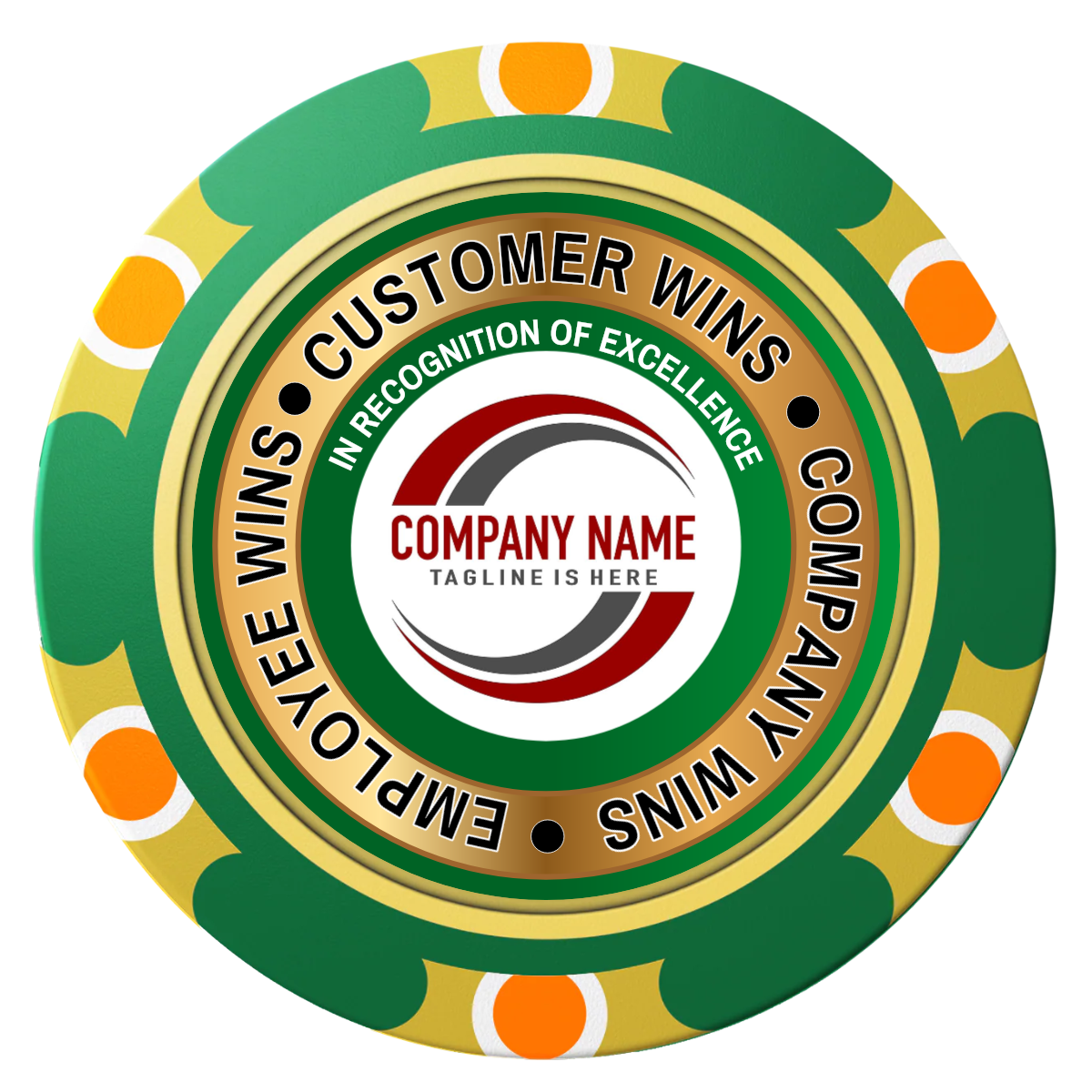 Gold Standard Clay Poker Chips - Green / Monte Carlo / 40mm - Front