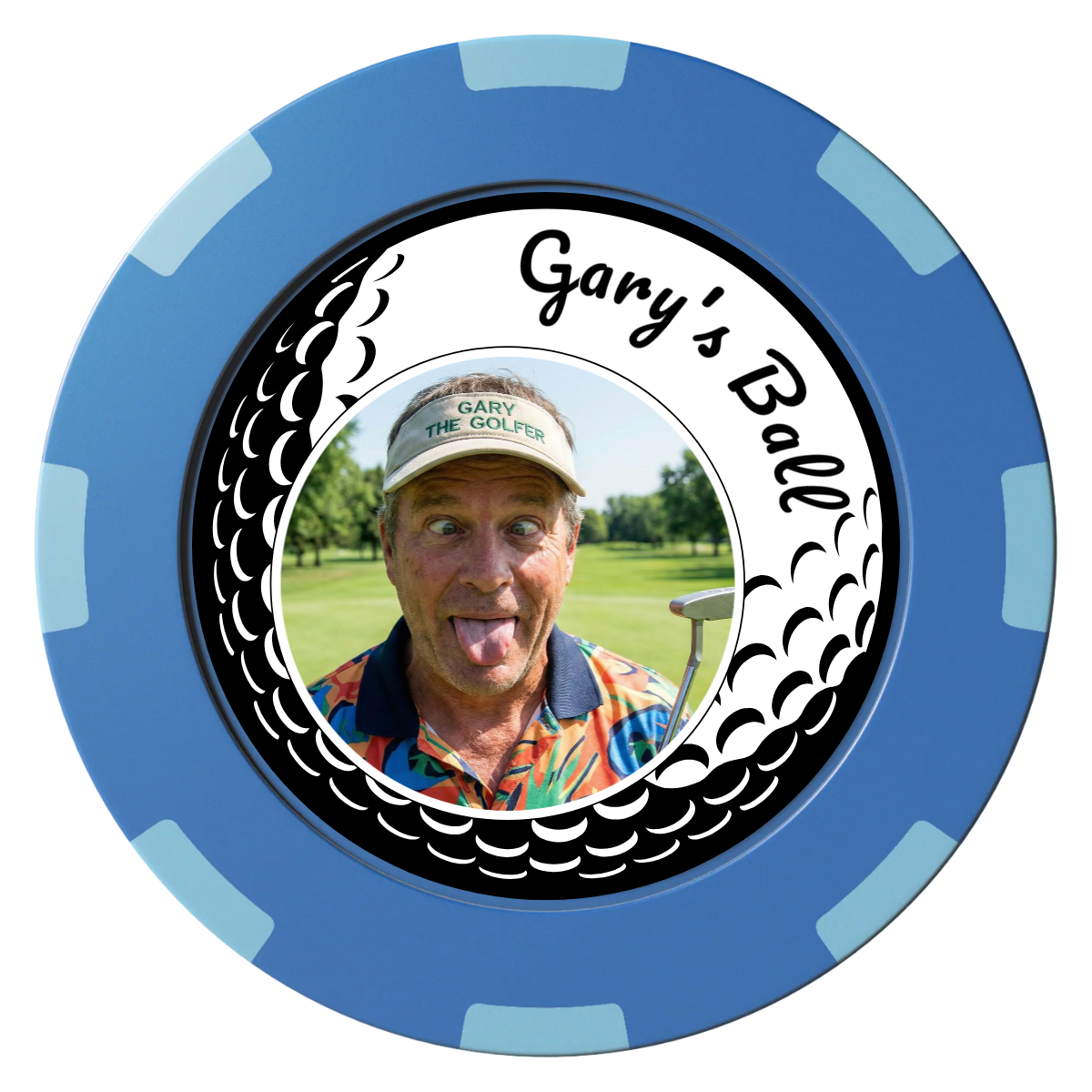 Gary's Ball Clay Poker Chips - Blue / 8 Spot (2 Tone) / 40mm - Front
