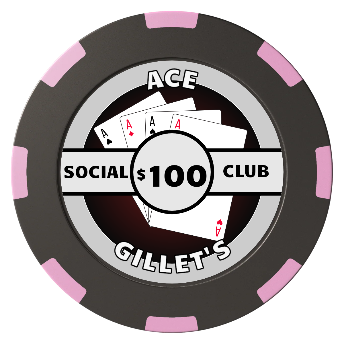 Ace Gillet's Clay Poker Chips - Black / 8 Spot (2 Tone) / 40mm - Front