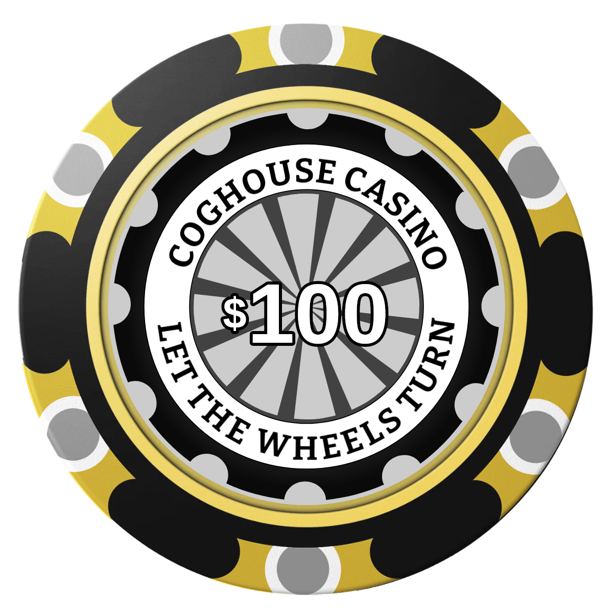 Cog House Clay Poker Chips - Black / Monte Carlo / 40mm - Front