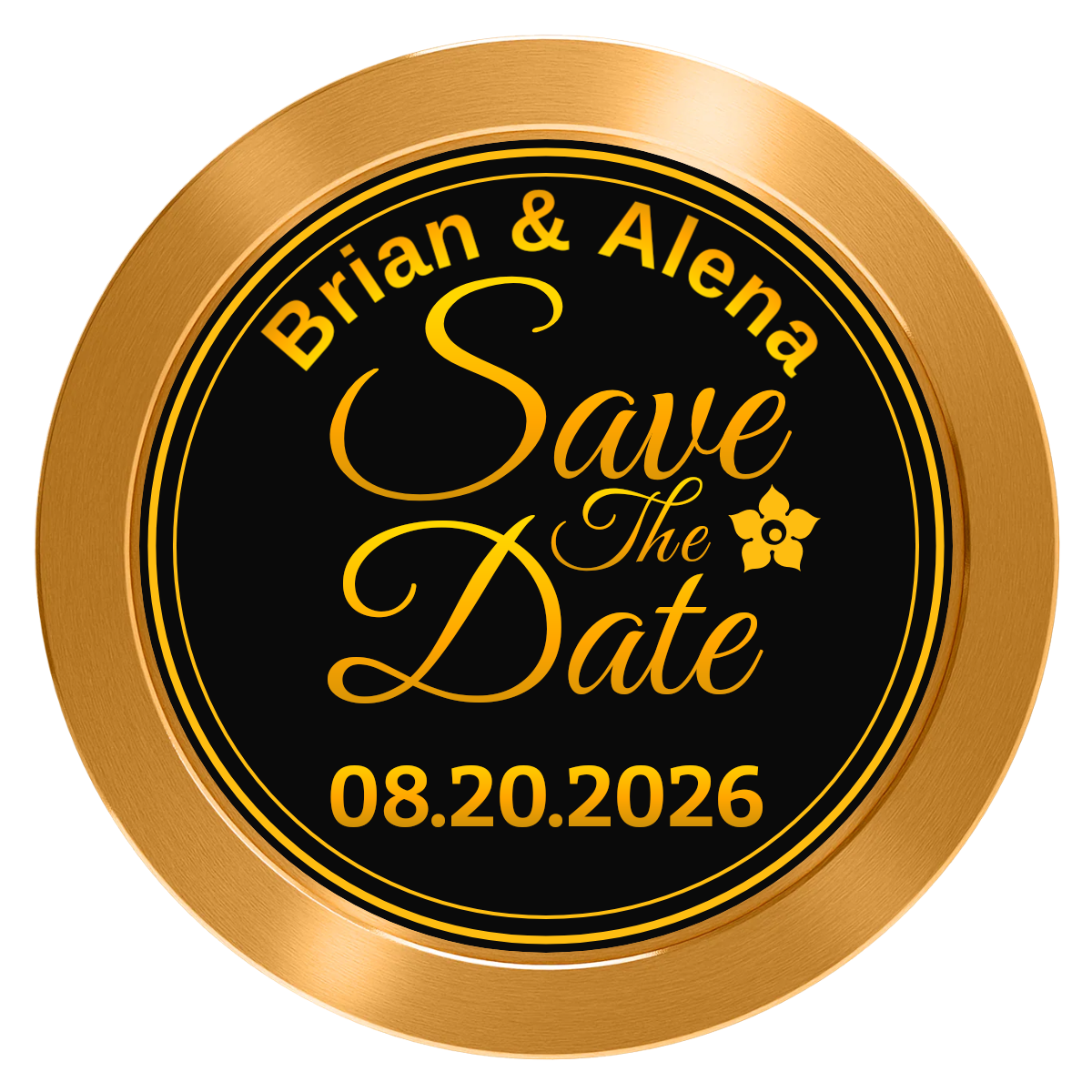 Save the Date Text Aluminum Poker Chips - Gold - Front