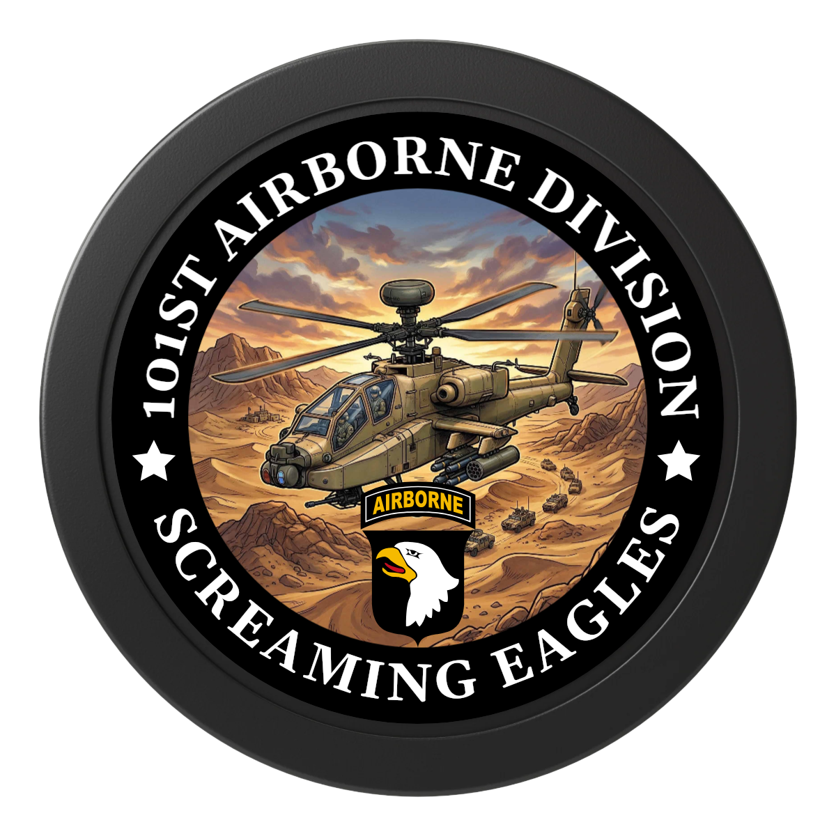 Army Airborne 2" Oversized Poker Chips - Black - Front