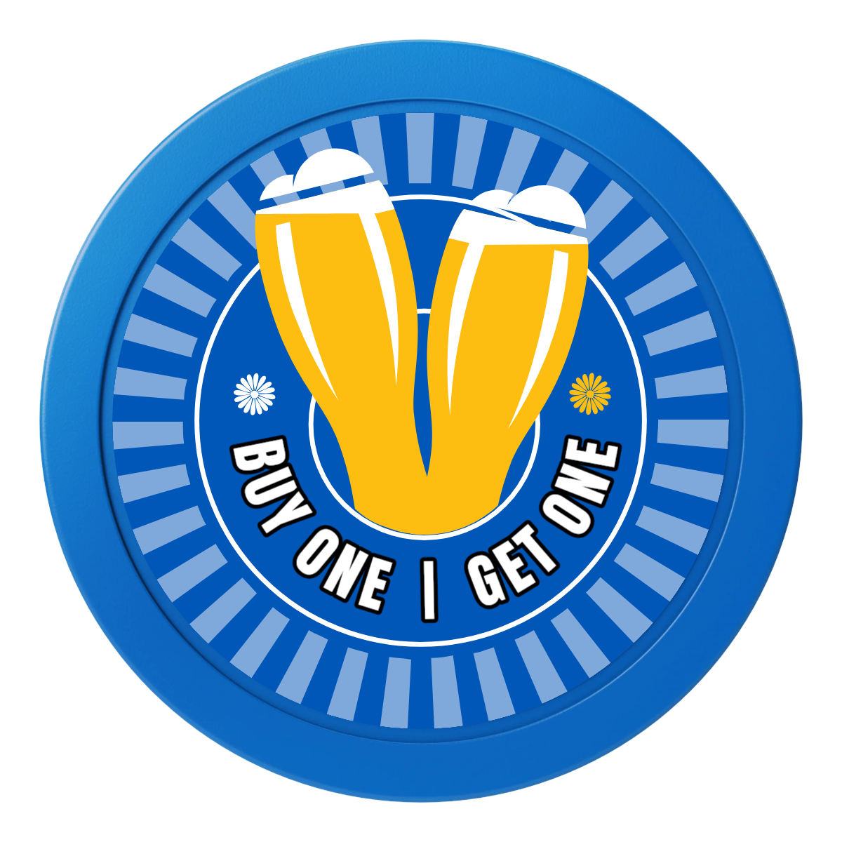 Double Pint 2" Oversized Poker Chips - Blue - Front