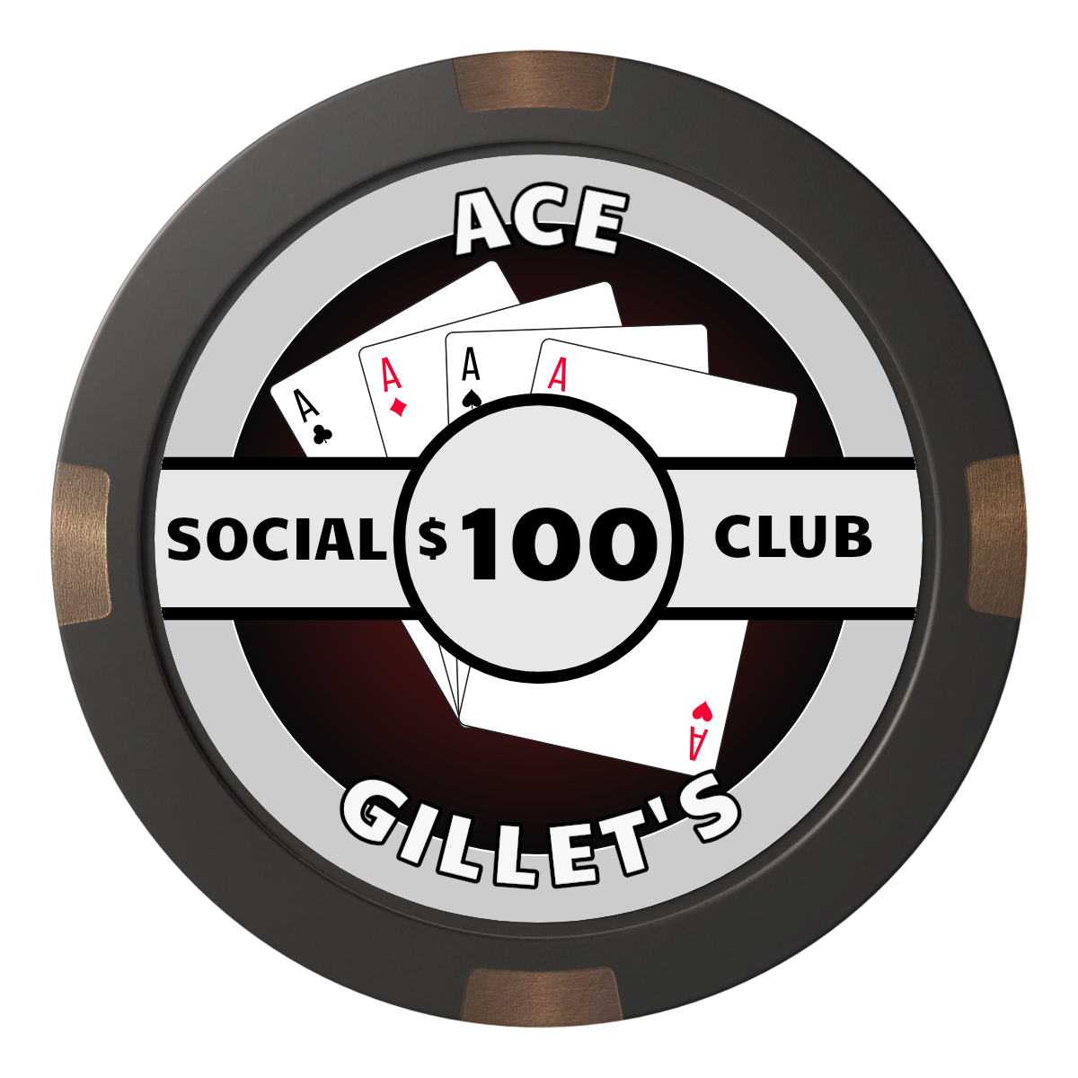 Ace Gillet's Composite & Metal Hybrid Poker Chips - Black - Back