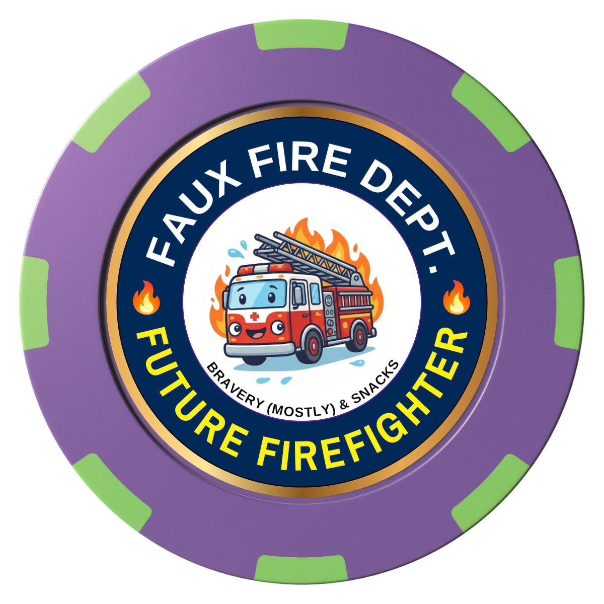 Future Firefighter Clay Poker Chips - Purple / 8 Spot (2 Tone) / 40mm - Front