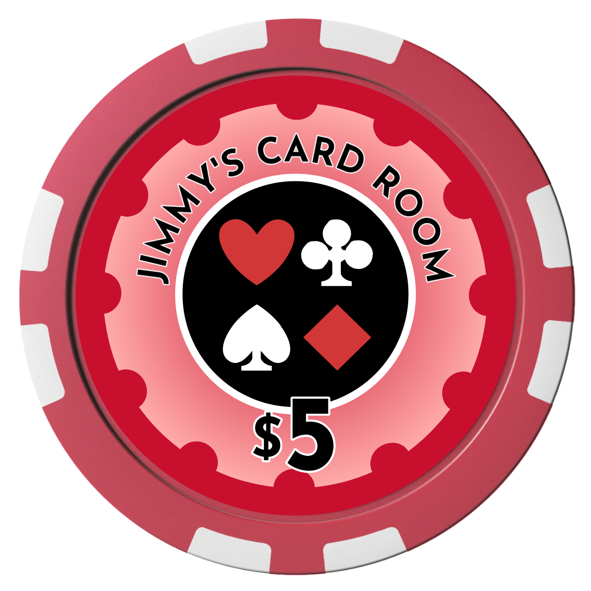 Your Four Suits Composite Poker Chips - Red / 8 Stripe - Front