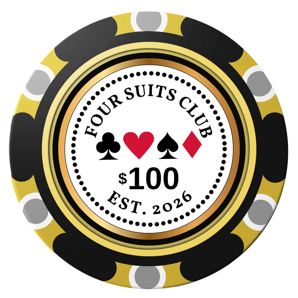 Fours Suits Club Clay Poker Chips - Black / Monte Carlo / 40mm - Back