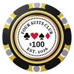 Fours Suits Club Clay Poker Chips - Black / Monte Carlo / 40mm - Back