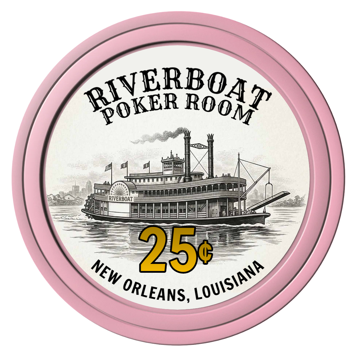 Riverboat Poker Room Composite Poker Chips - Pink / Solid - Front