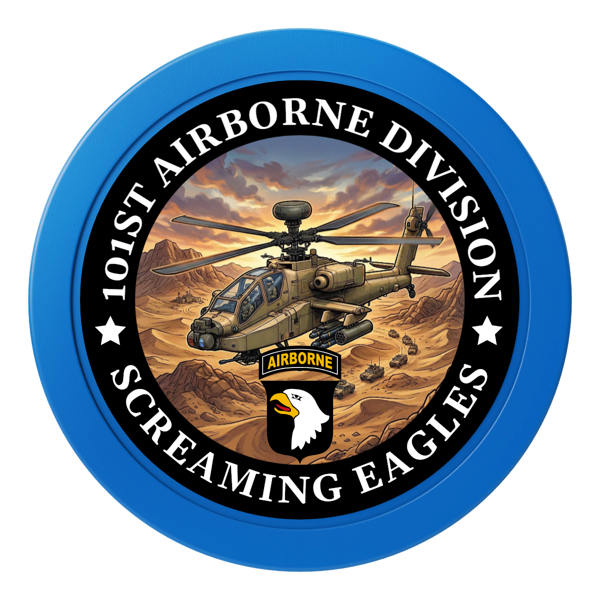 Army Airborne 2" Oversized Poker Chips - Blue - Front