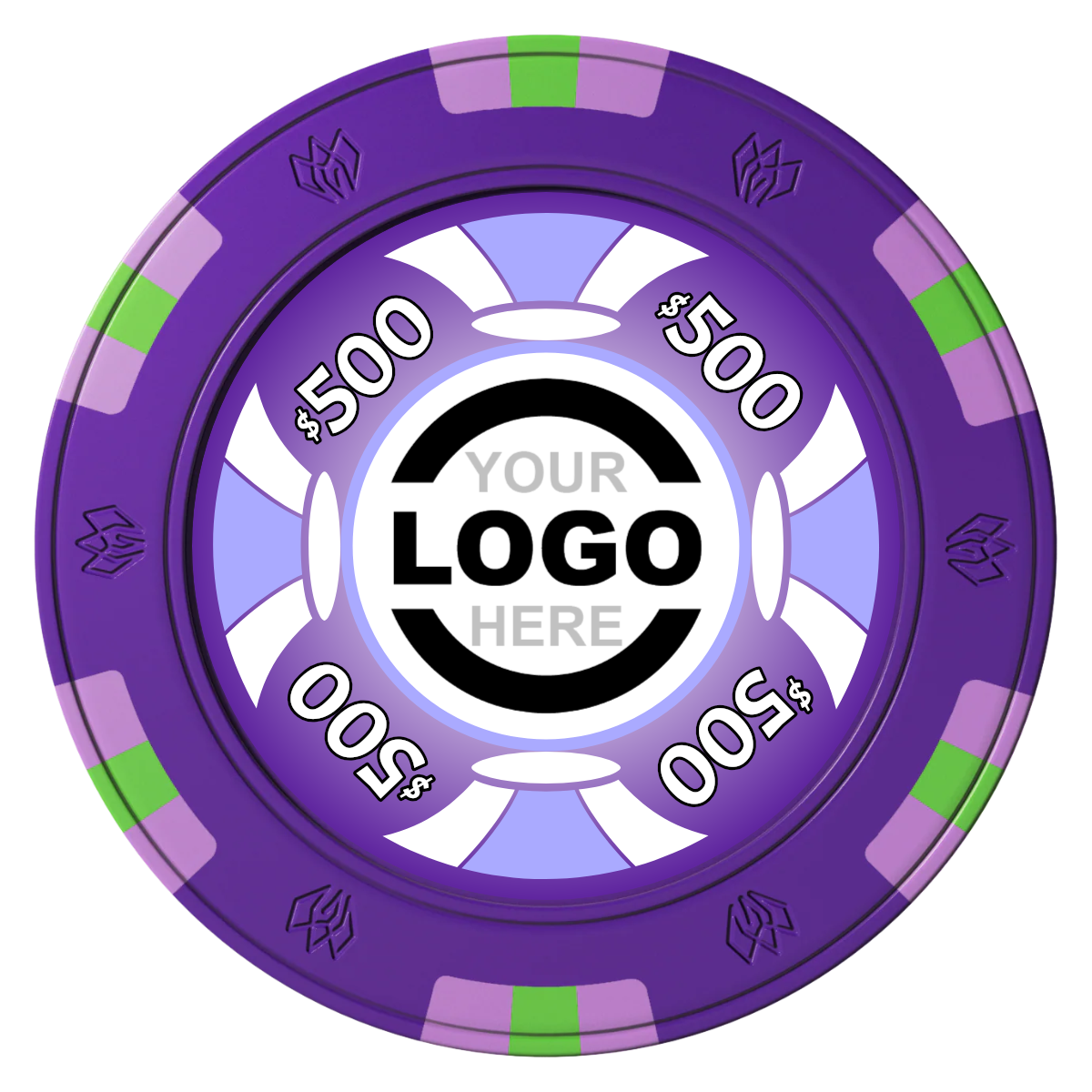 Alan Baker 4-2S A Clay Poker Chips - Purple / 6 Spot Gem / 43mm - Front