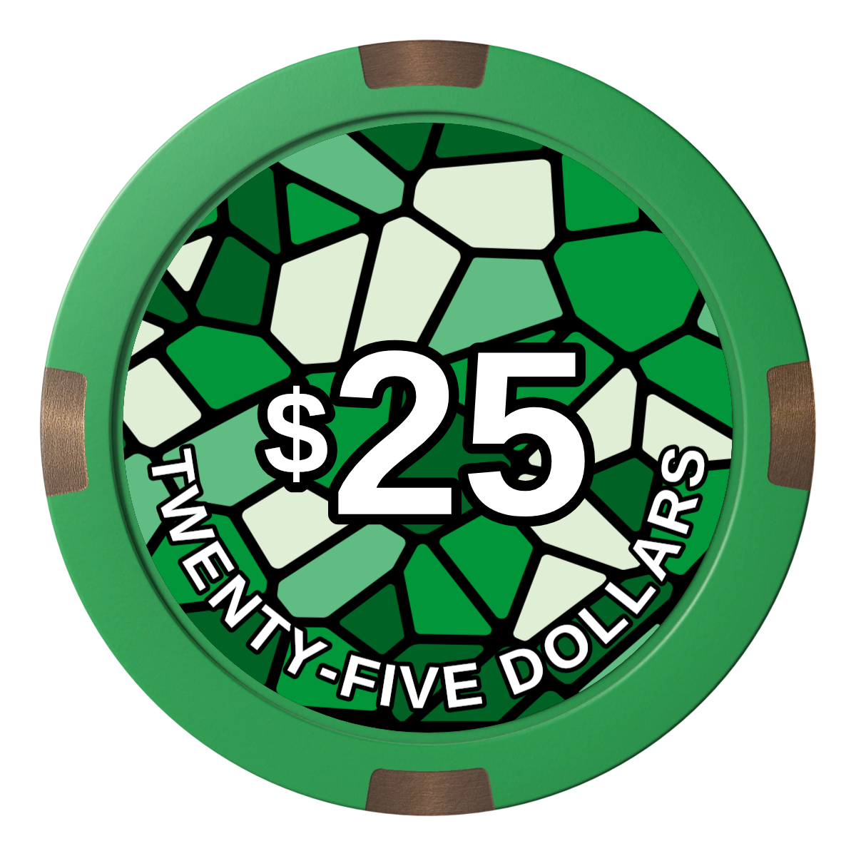 Stained Glass Composite & Metal Hybrid Poker Chips - Green - Front
