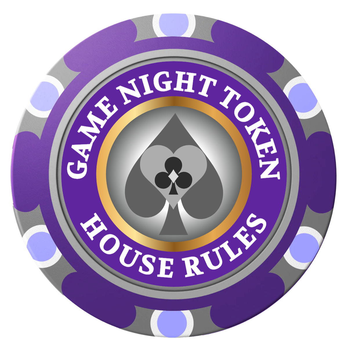 Stacked Suits Clay Poker Chips - Purple / Monte Carlo / 40mm - Front