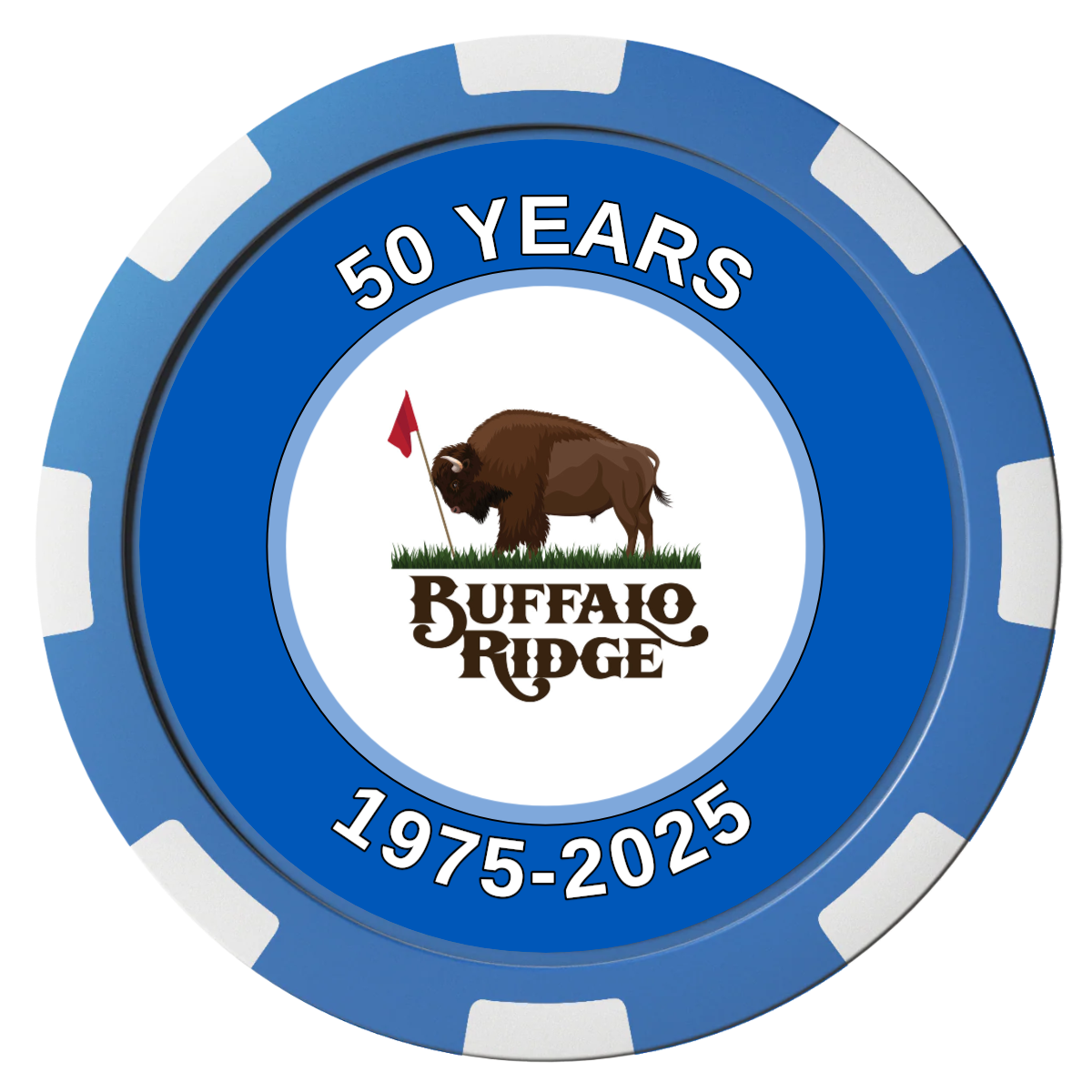 Branded Golf Pro Shop Magnetic Composite Poker Chips - Blue / 8 Spot - Front
