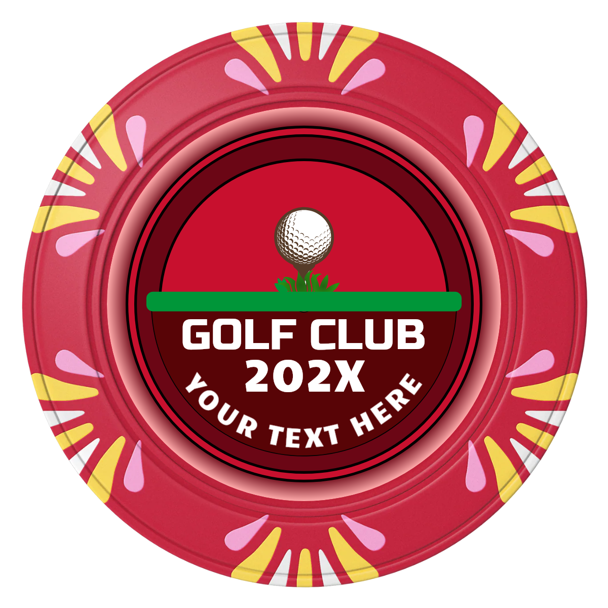 Teed Up Clay Poker Chips - Red / Macau / 40mm - Front