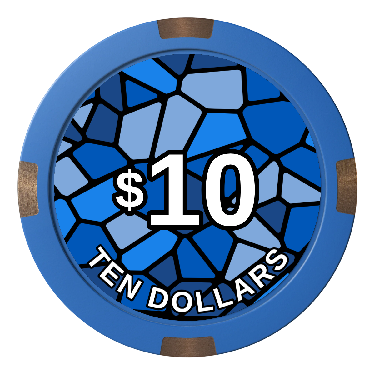 Stained Glass Composite & Metal Hybrid Poker Chips - Blue - Back
