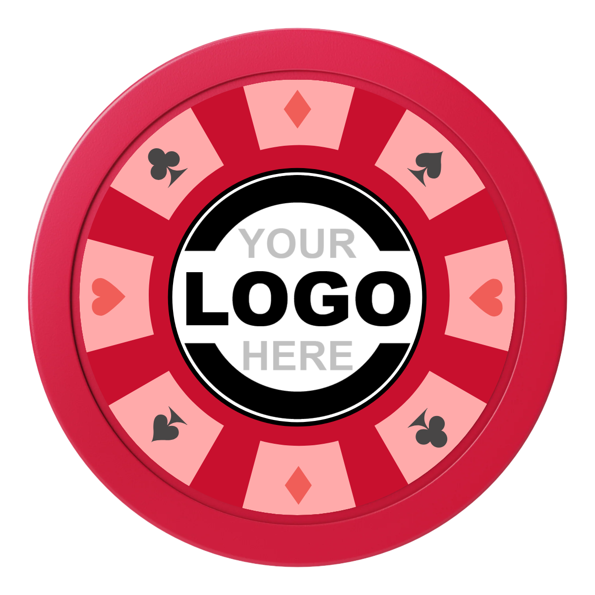 Suit 8 Your Logo 2" Oversized Poker Chips - Red - Back