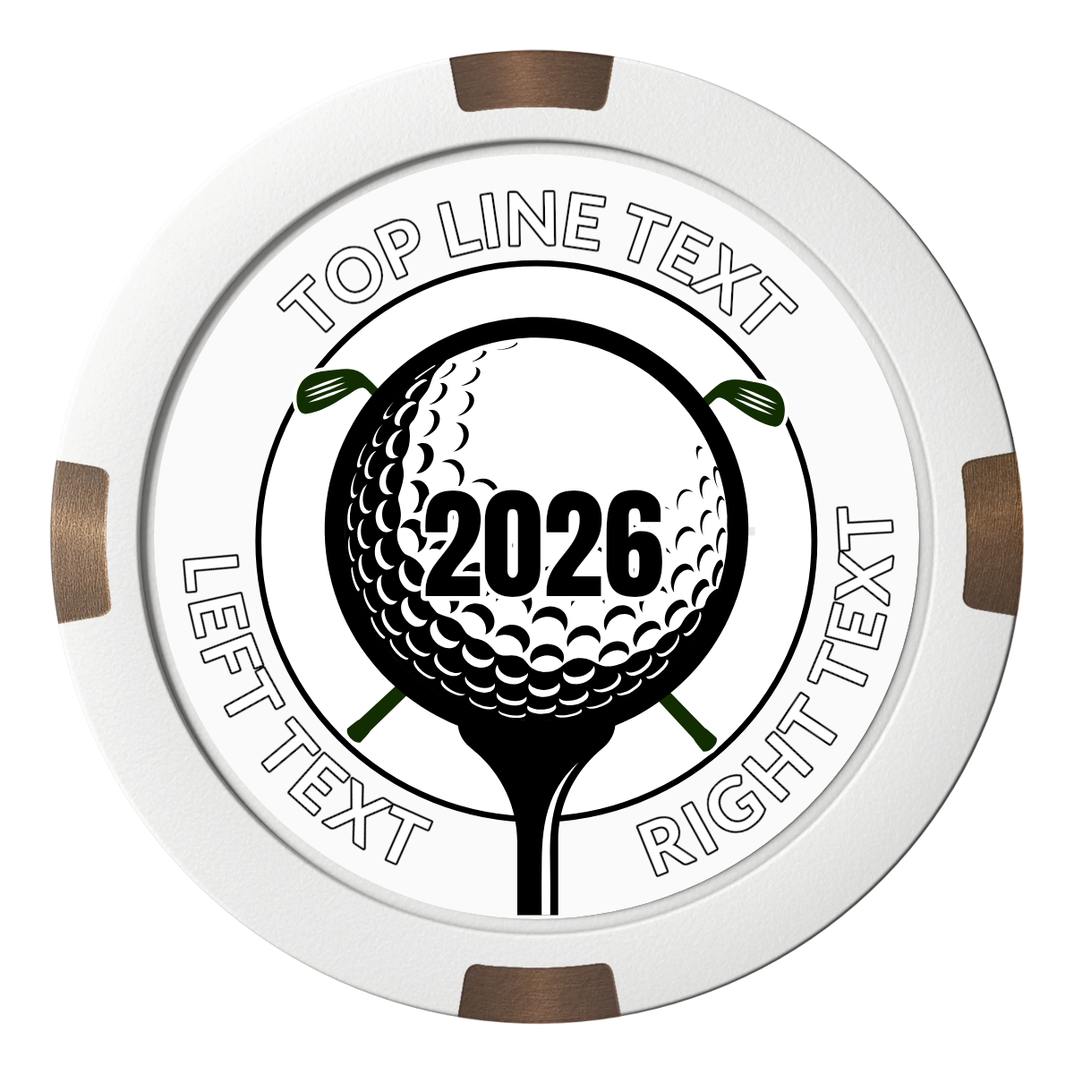 Tee it up Composite & Metal Hybrid Poker Chips - White - Front