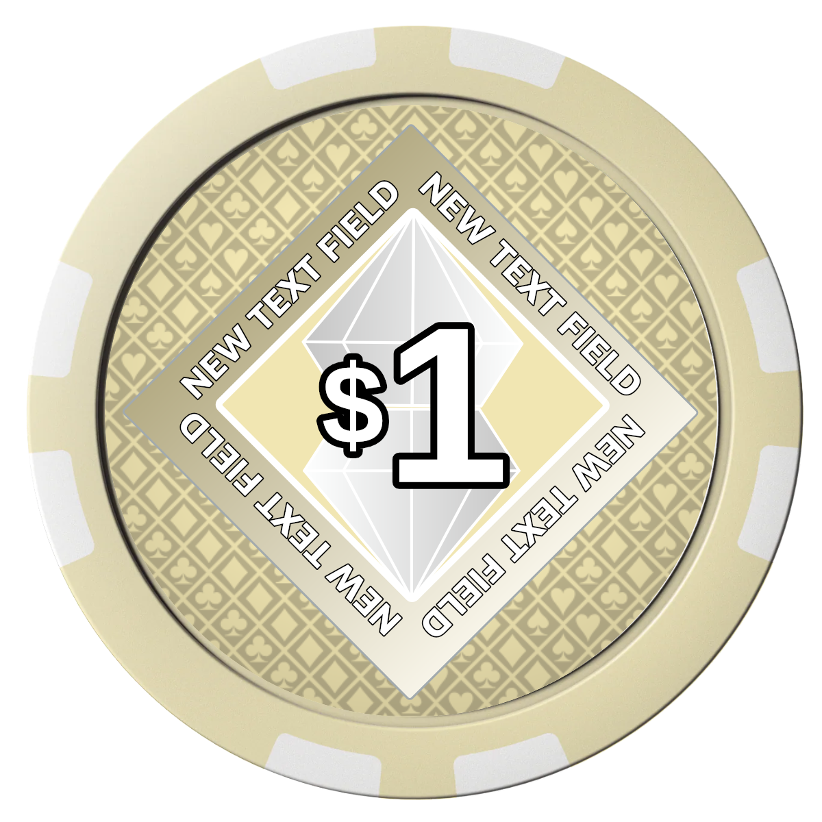 Diamond in the Rough Composite Poker Chips - Ivory / 8 Stripe - Front