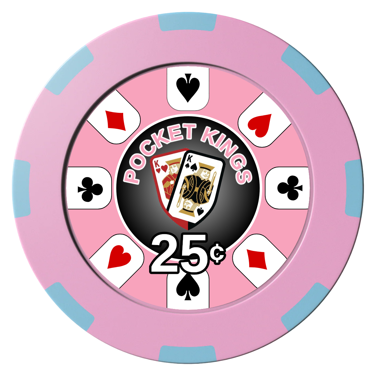 Pocket Kings Clay Poker Chips - Pink / 8 Spot (2 Tone) / 40mm - Front