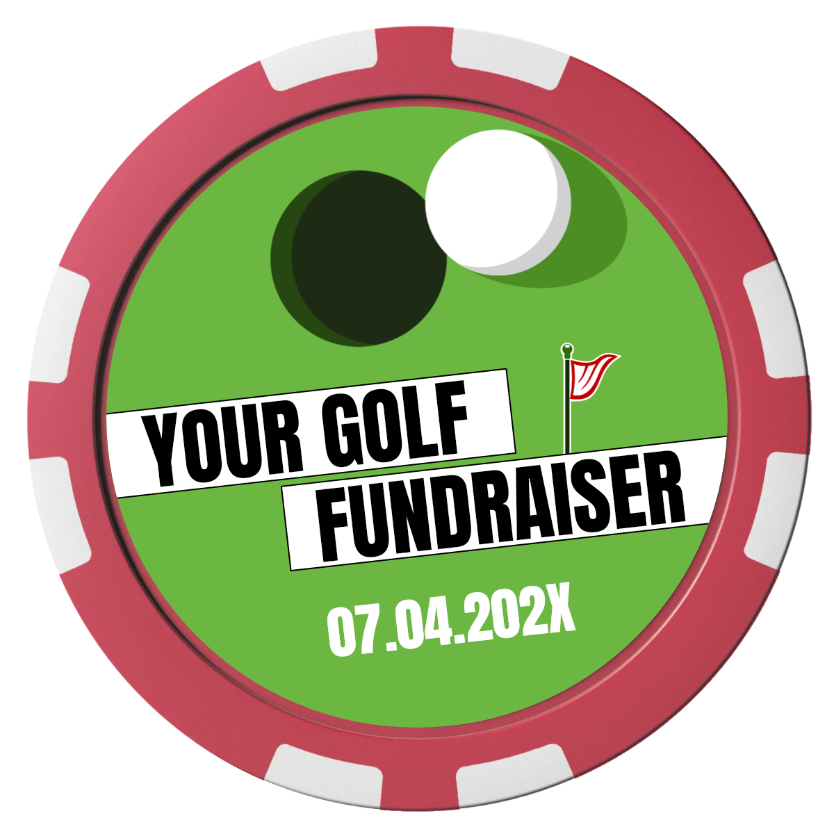 Putting Around Tournament Composite Poker Chips - Red / 8 Stripe - Front