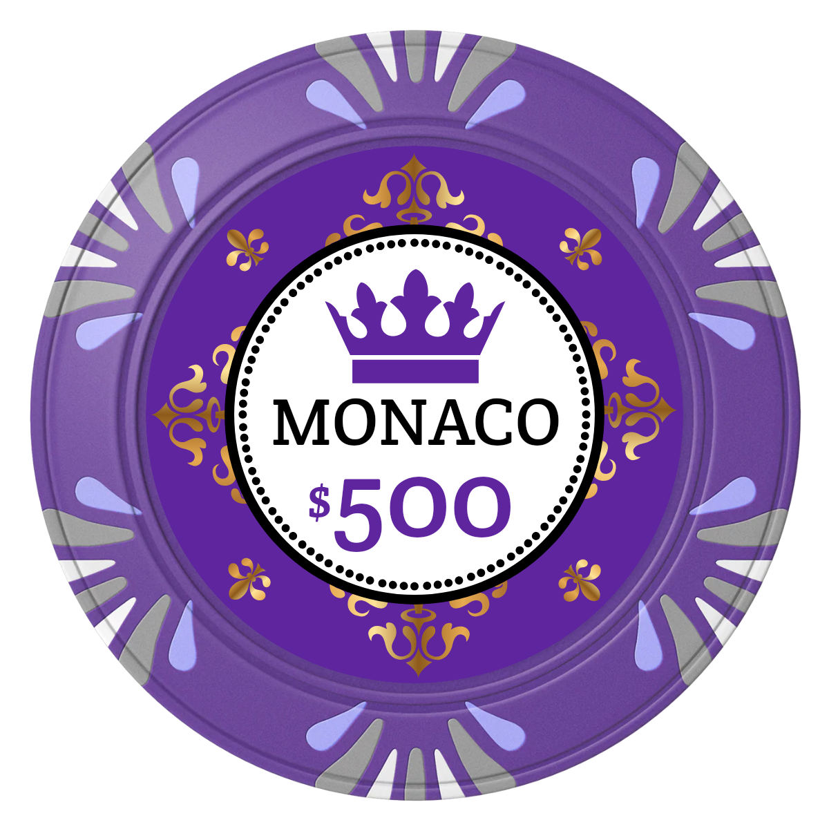 Monaco #001 Clay Poker Chips - Purple / Macau / 40mm - Front