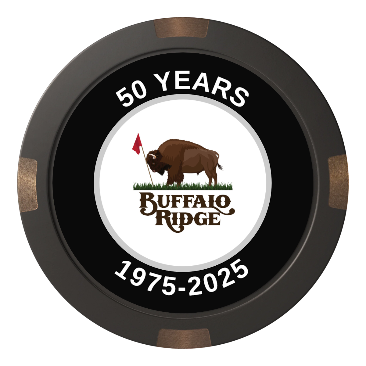 Branded Logo Golf Pro Shop Composite & Metal Hybrid Poker Chips - Black - Front