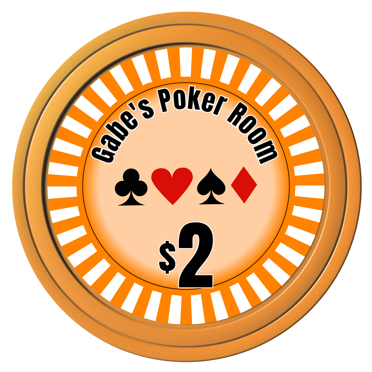Gabe's Poker Room Composite Poker Chips - Orange / Solid - Front