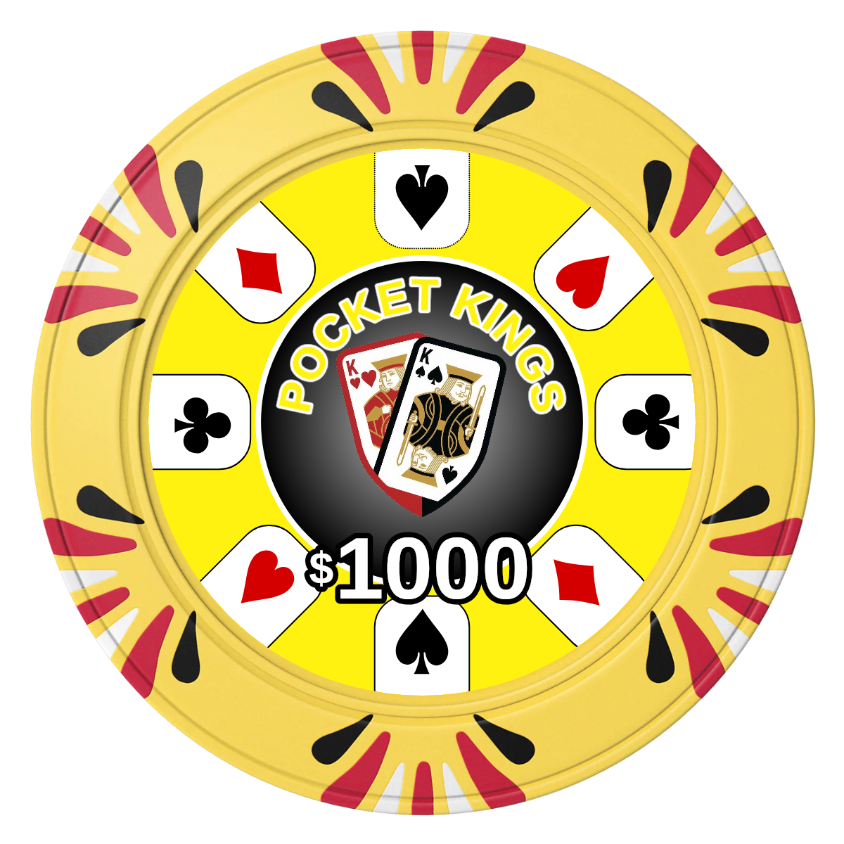 Pocket Kings Clay Poker Chips - Yellow / Macau / 40mm - Front