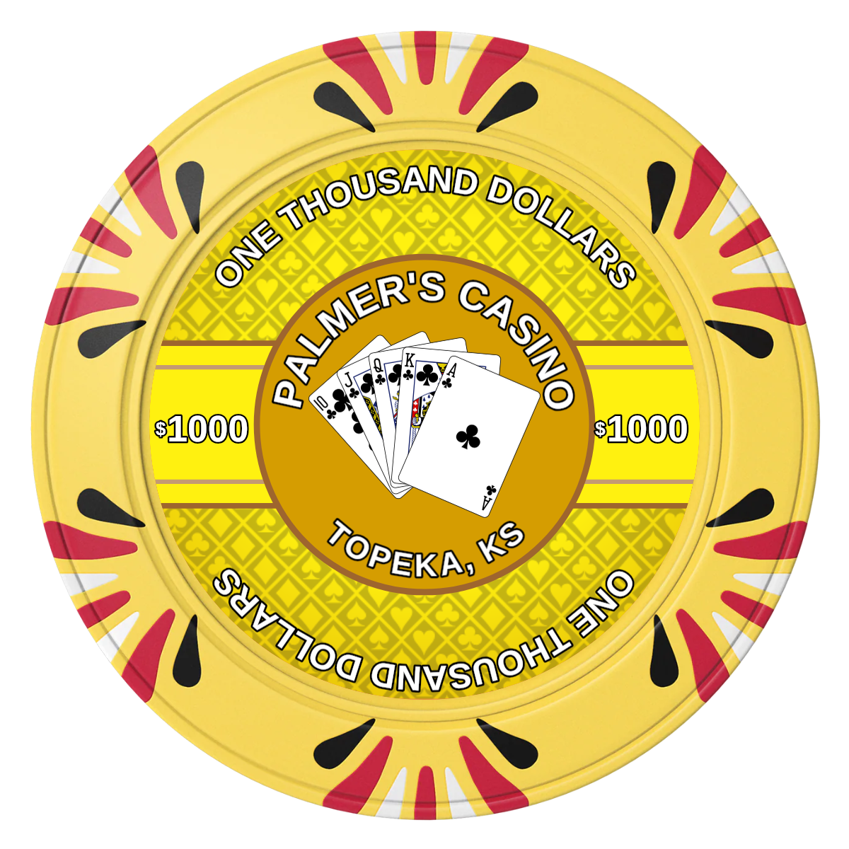 Palmer's Casino Clay Poker Chips - Yellow / Macau / 40mm - Front