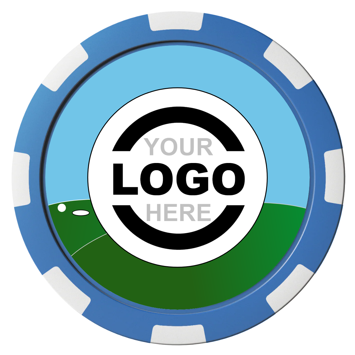 Going Golfing Today Magnetic Composite Poker Chips - Blue / 8 Spot - Back