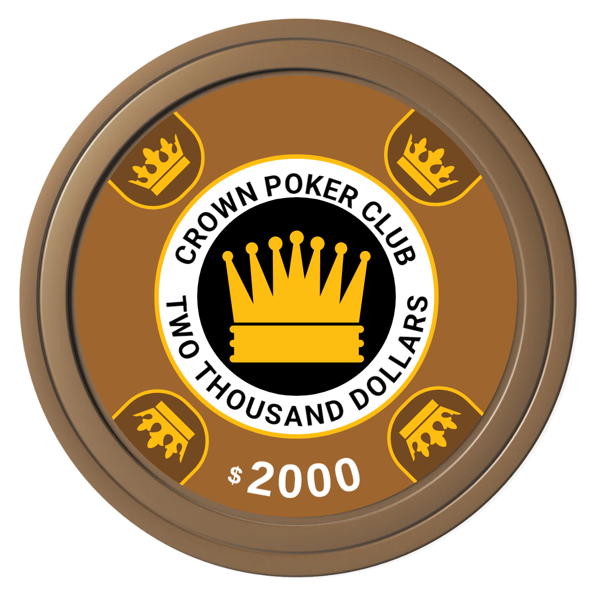 Crown Card Room Composite Poker Chips - Brown / Solid - Front