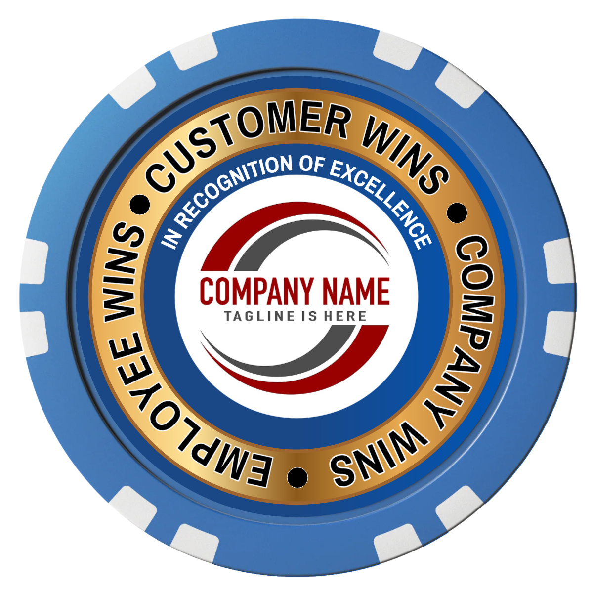 Gold Standard Composite Poker Chips - Blue / Double Stripe - Front