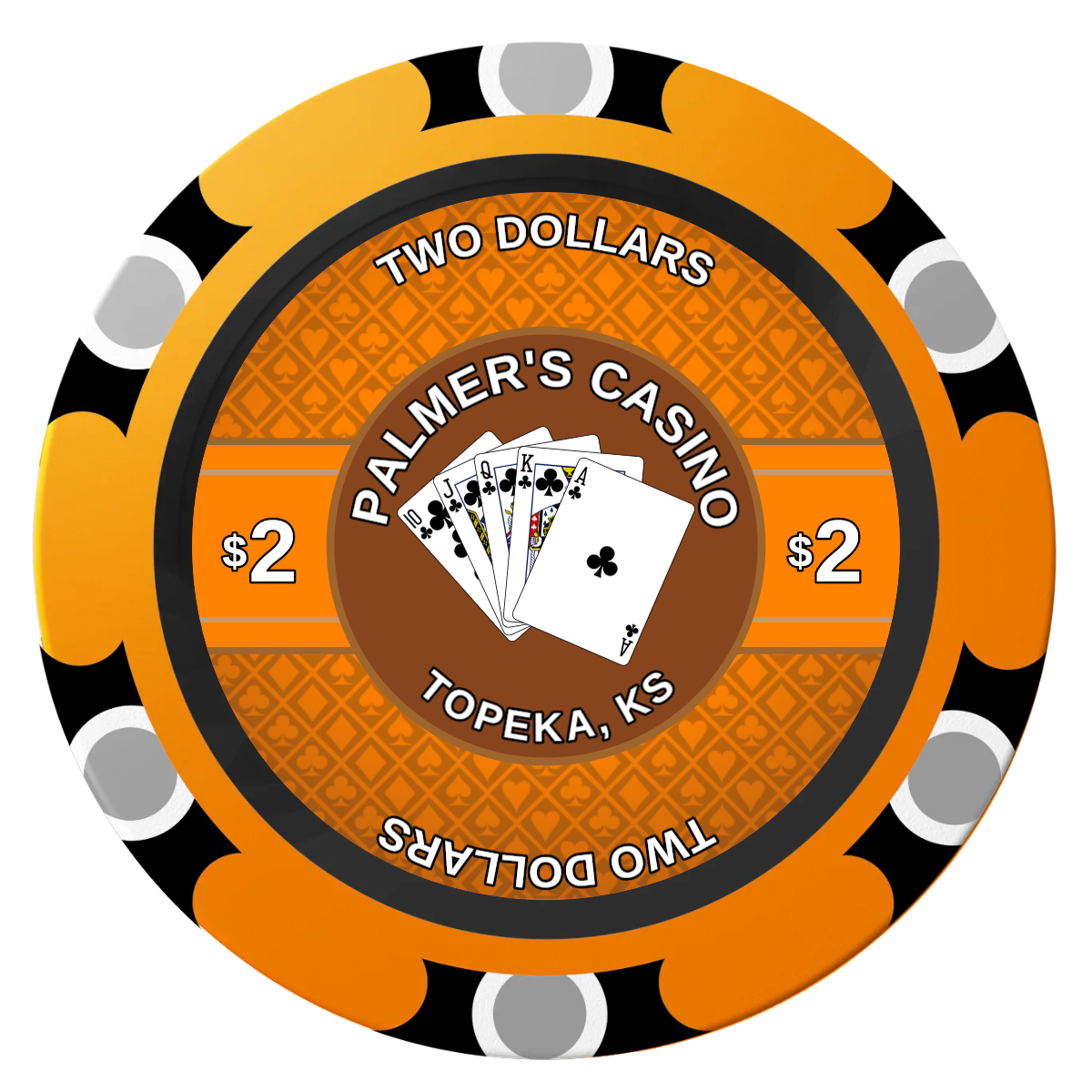 Palmer's Casino Clay Poker Chips - Orange / Monte Carlo / 40mm - Front