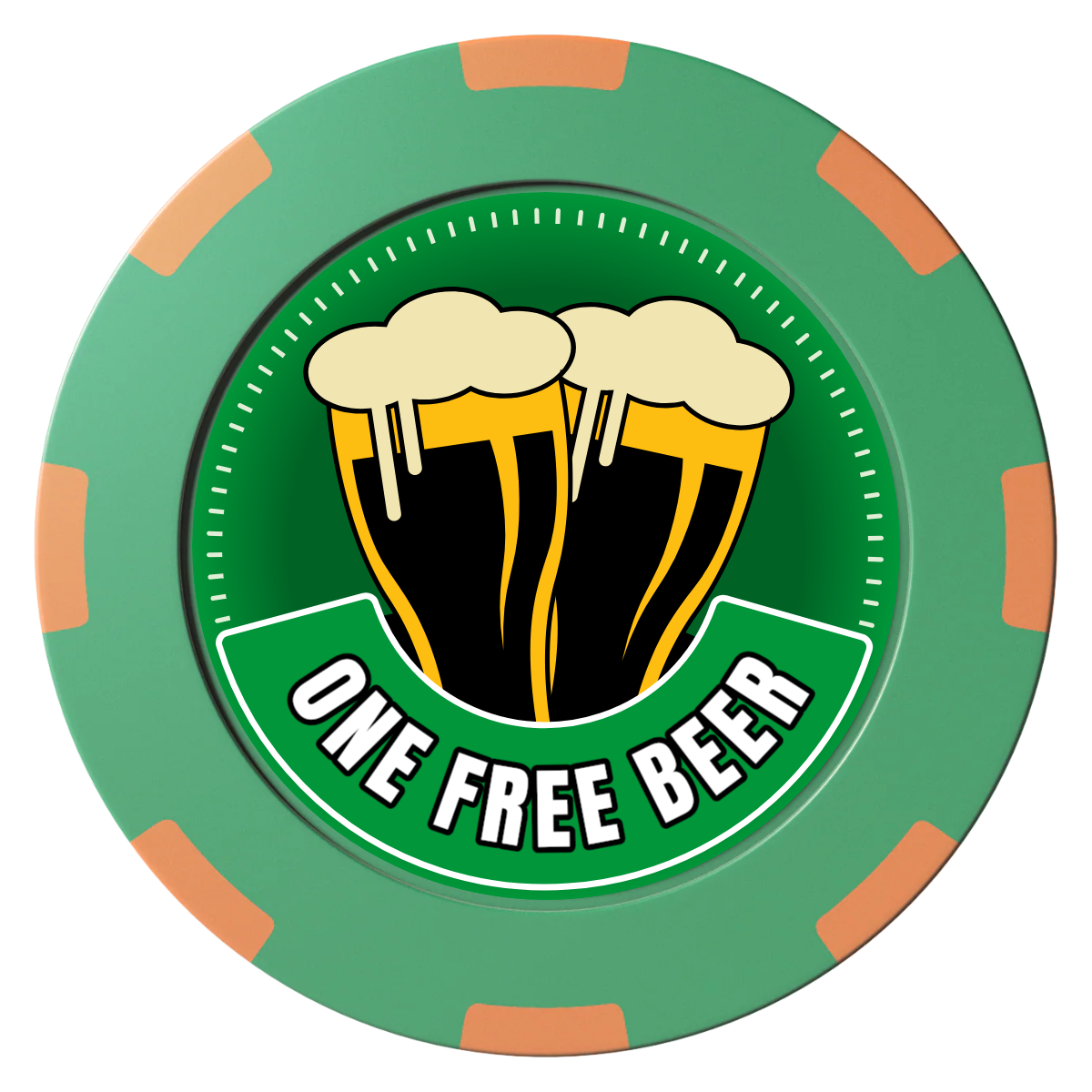 Double Pint 2 Clay Poker Chips - Green / 8 Spot (2 Tone) / 40mm - Front