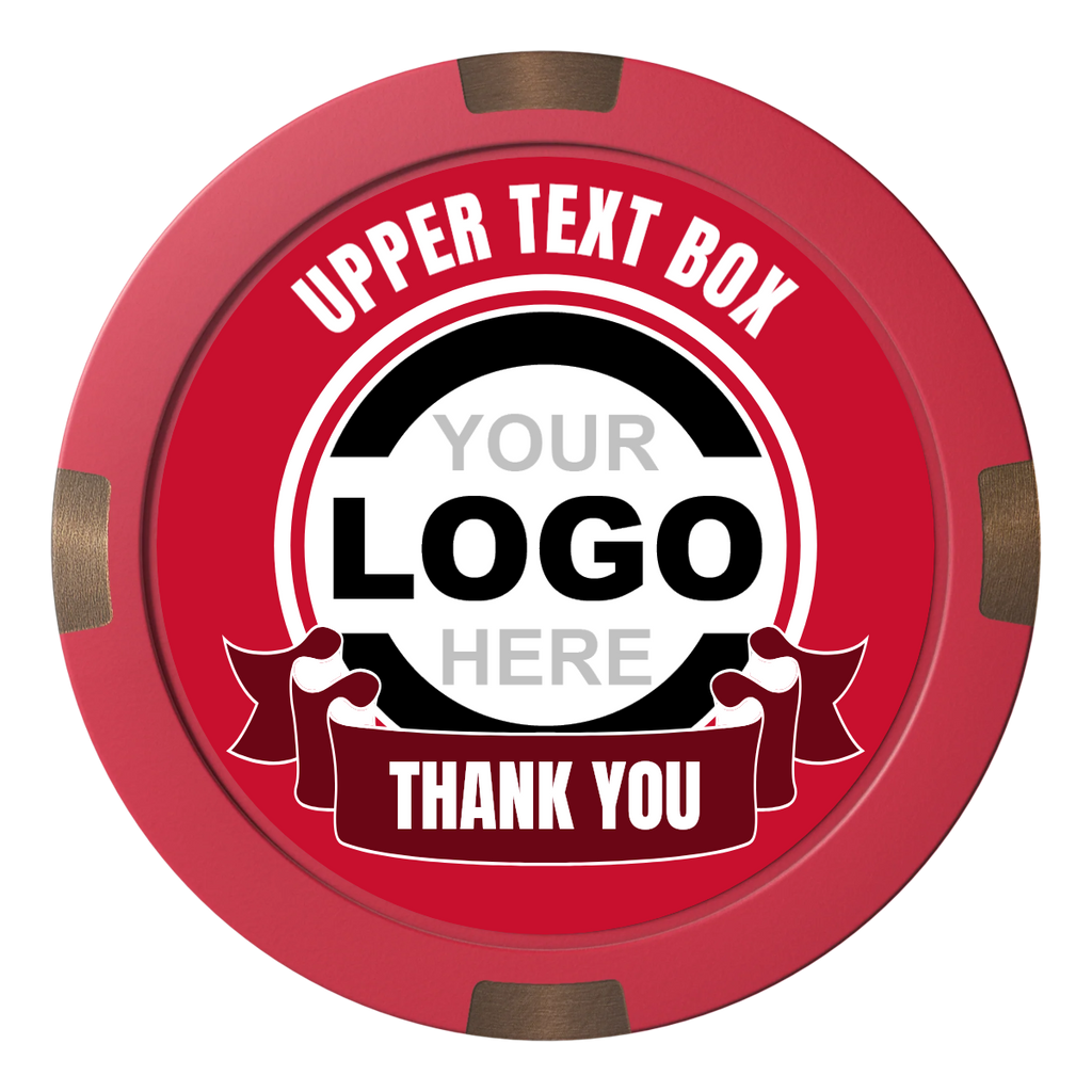 Lower Banner Composite & Metal Hybrid Poker Chips - Red - Back