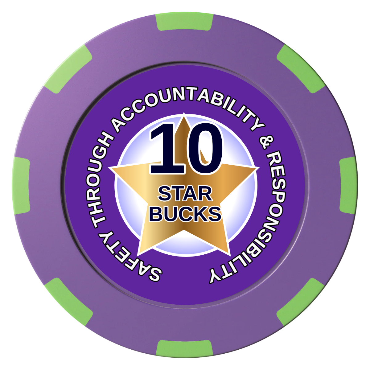 Safety Star Clay Poker Chips - Purple / 8 Spot (2 Tone) / 40mm - Front