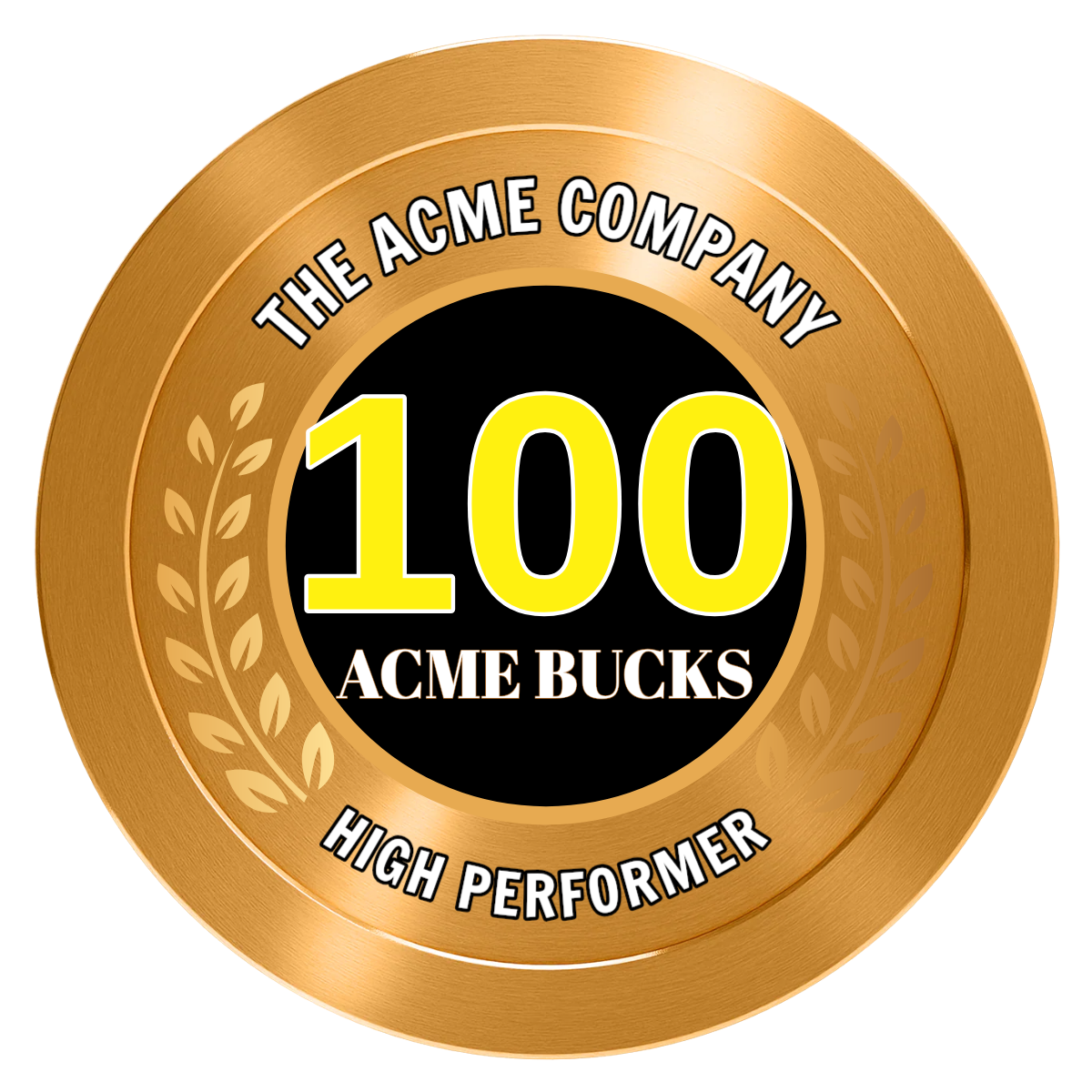 Achievement Wreath Aluminum Poker Chips - Gold - Front