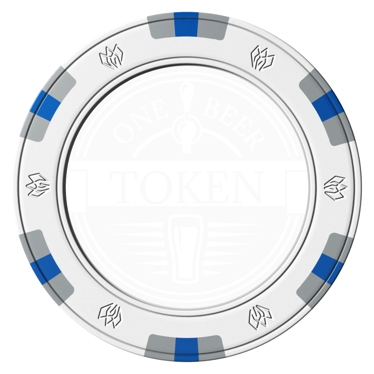 Tap Out Clay Poker Chips - White / 6 Spot Gem / 40mm - Front
