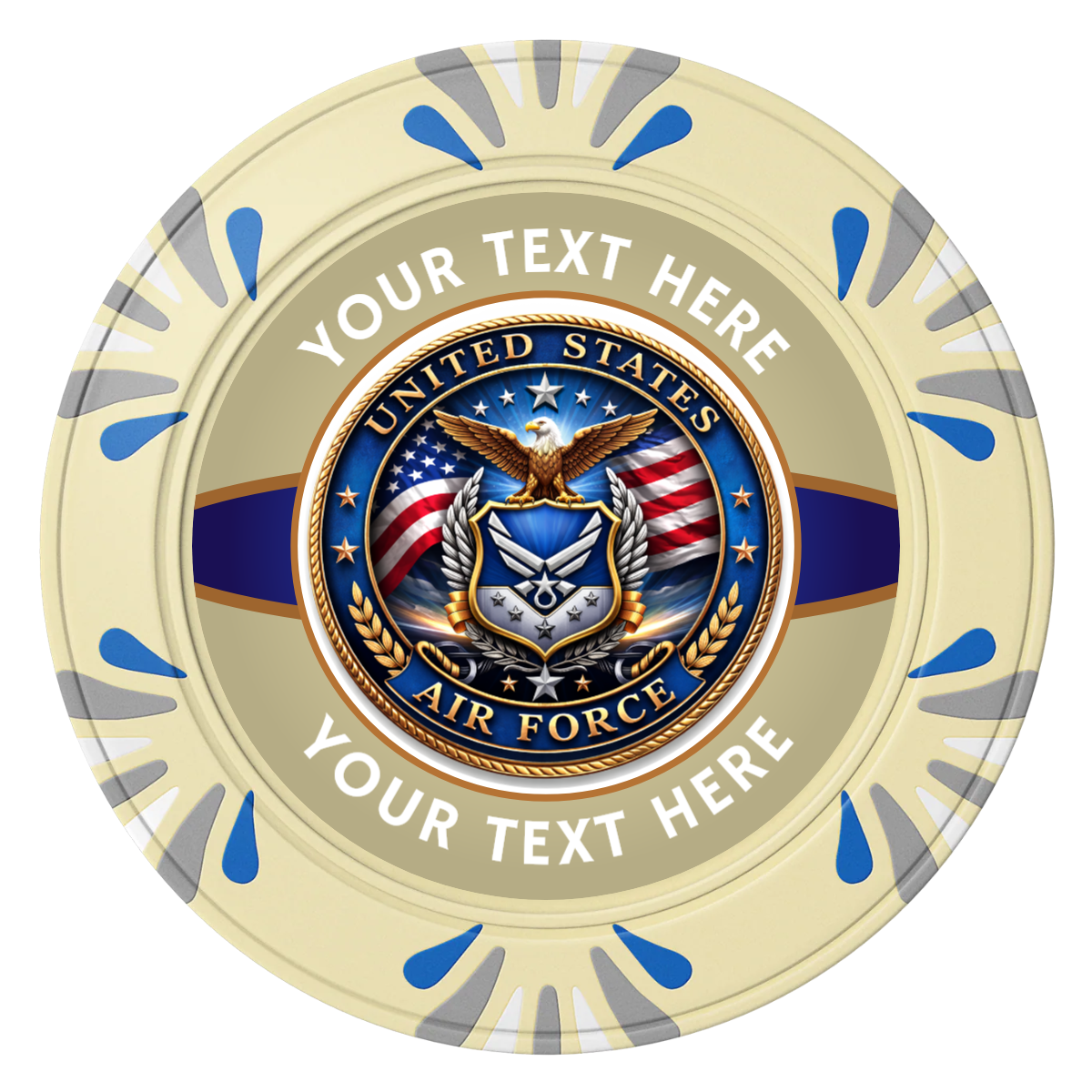 Air Force Clay Poker Chips - Ivory / Macau / 40mm - Front