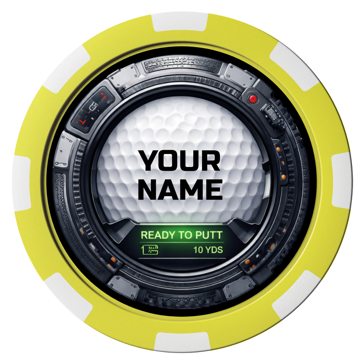 Auto Marked IV Composite Poker Chips - Yellow / 8 Spot - Front